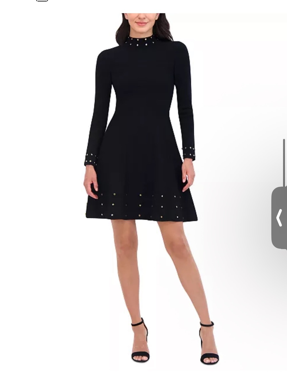 Vince Camuto Black Stud-Embellished Fit & Flare Dress